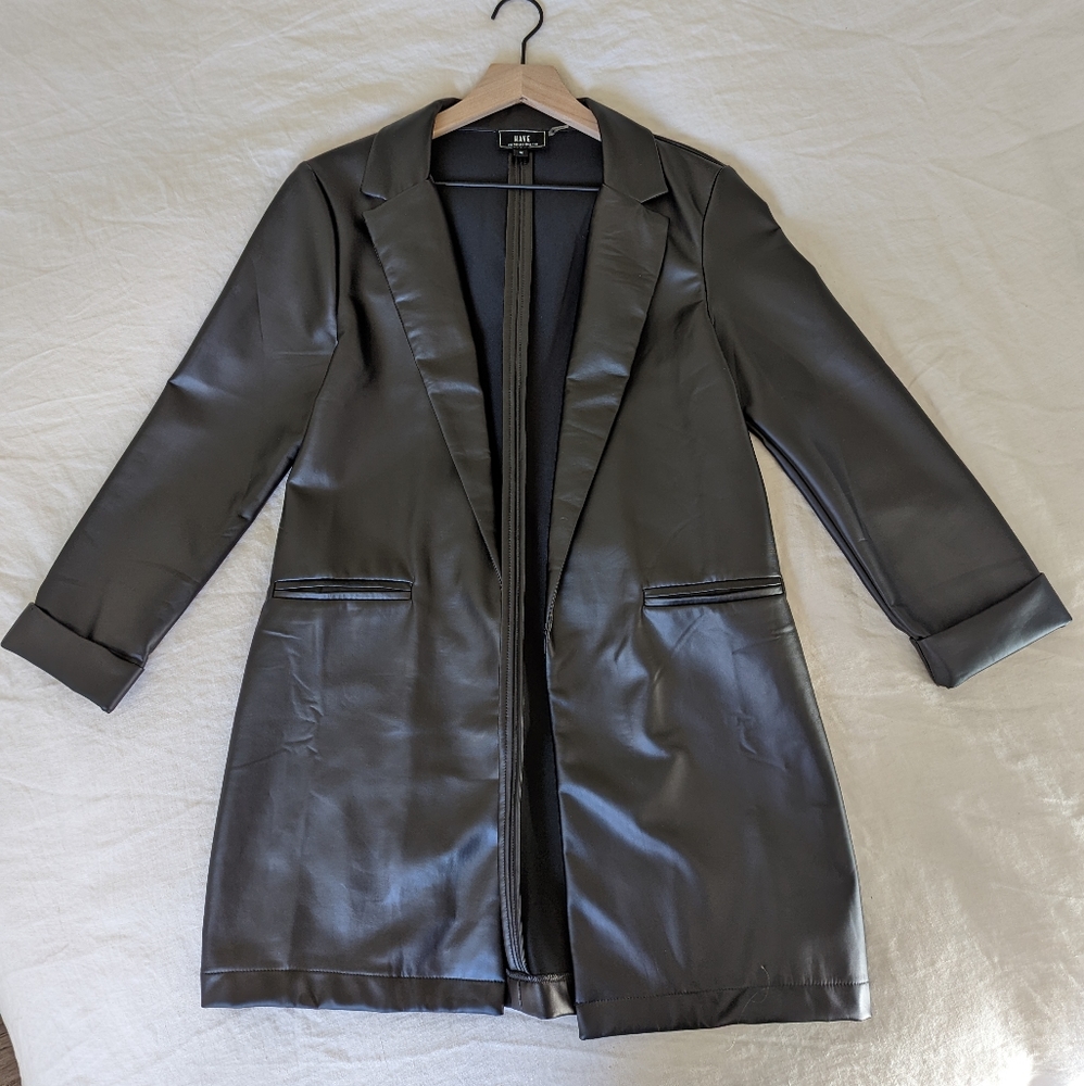 Faux leather blazer